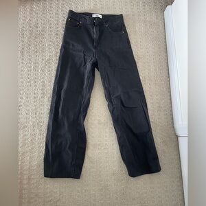 MANGO Cropped Bootcut Soft Black Jeans